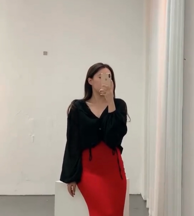 1회착용:)엔뉴엘 세트 판매(크롭후드야상+요물스커트) 이미지