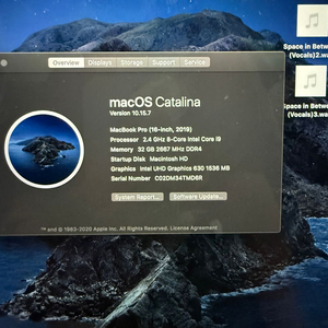 2019 맥북프로 16인치 i9, 32gb, 1tb
