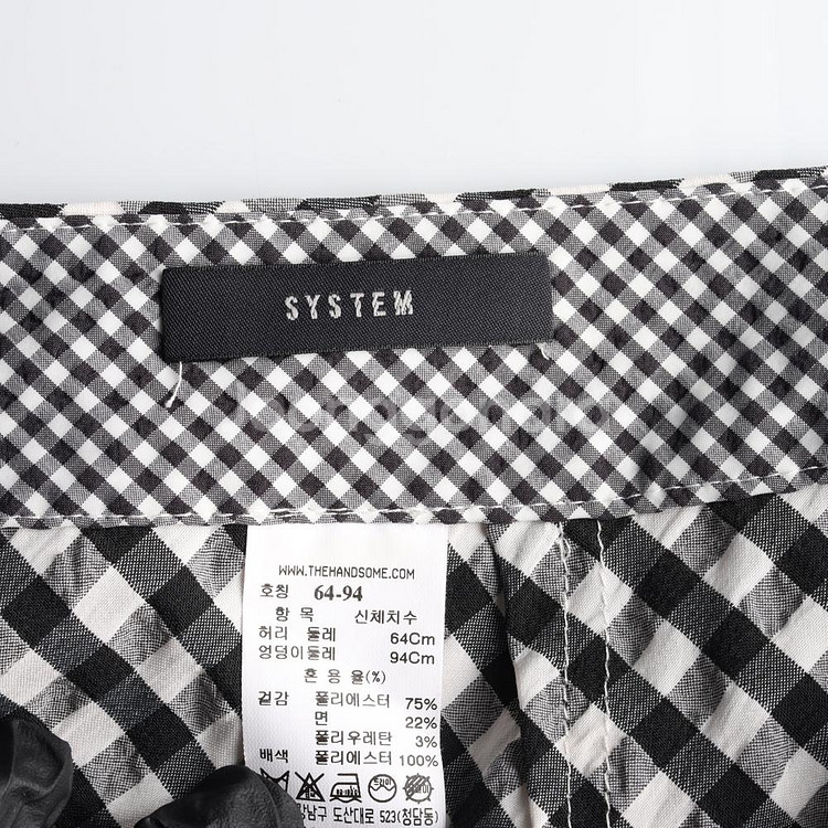 [XS]시스템 블랙 체크 언발 러플 롱 스커트 치마--4