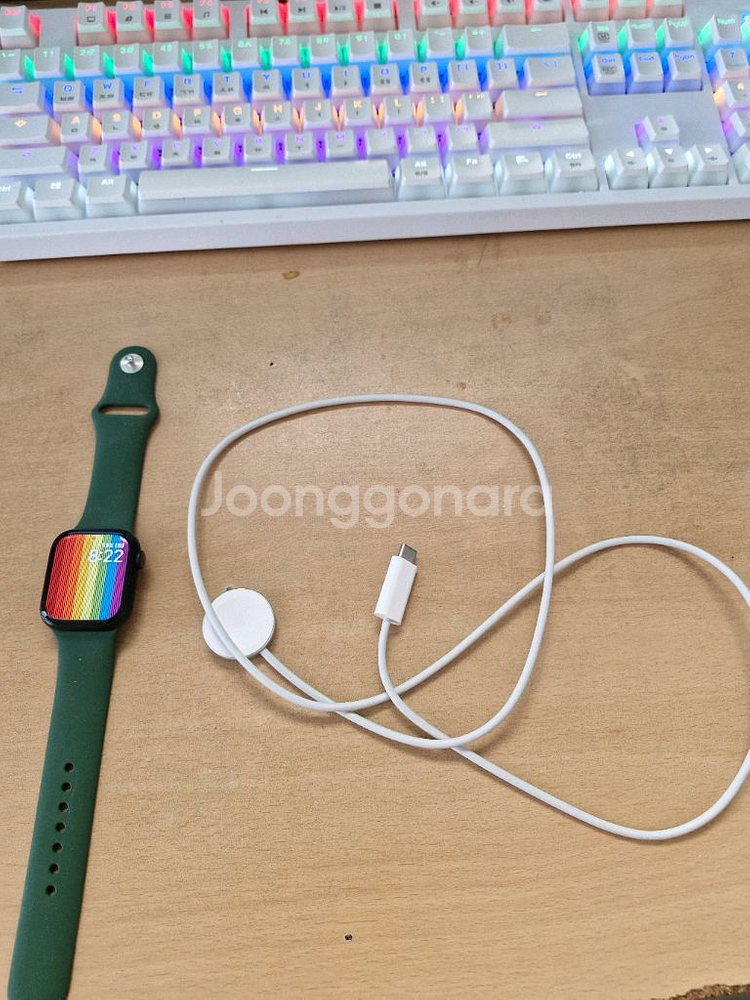 애플워치7셀룰러 그린41mm + 충전기--1