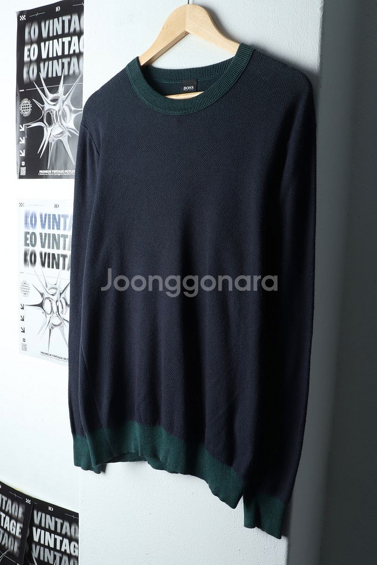 (L-XL) 휴고보스 니트 네이비 무지--0