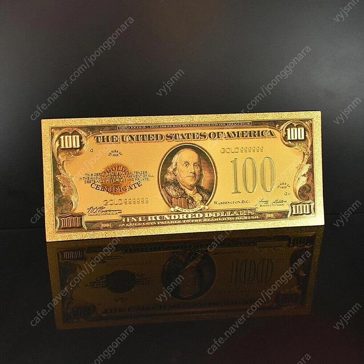 새 24K GP 골드 1928년 미국 100달러 금박 지폐 기념지폐 골드 포일 달러 소장용 장식용 행운 재물운 이미지