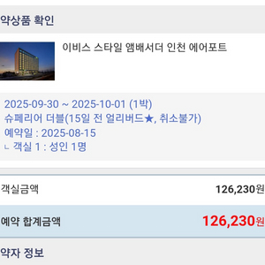 이비스 스타일 인천 호텔 숙박권