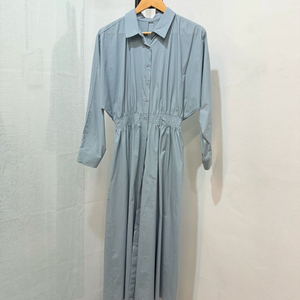 블루 셔츠롱원피스 롱드레스 셔츠원피스 뒷밴딩 2964