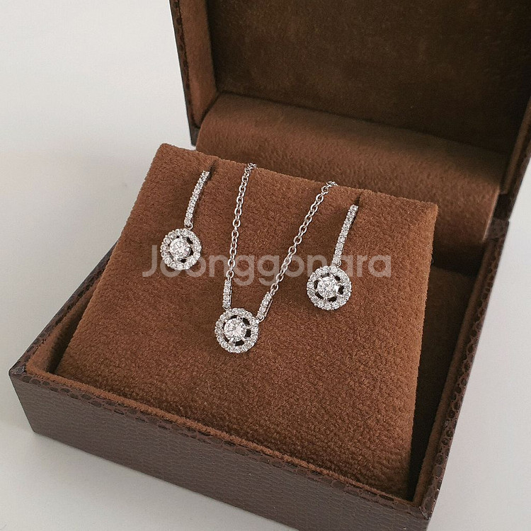 14k 화이트골드 목걸이&귀걸이 세트판매 (새제품)--1