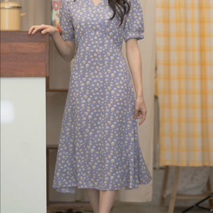 브이넥 롱 원피스