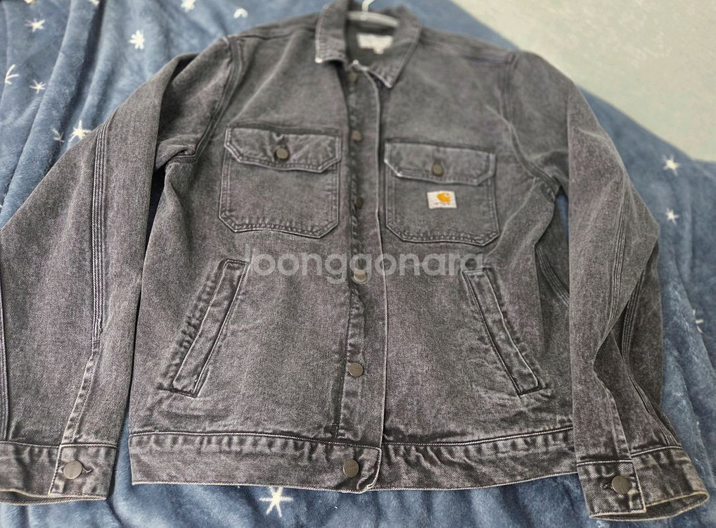 칼하트WIP 워싱 흑청 데님 자켓 Stetson XL--0