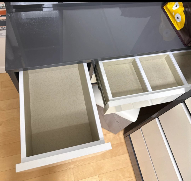 하이그로시 수납화장대+5단(+1단 히든)광폭서랍장일괄 이미지