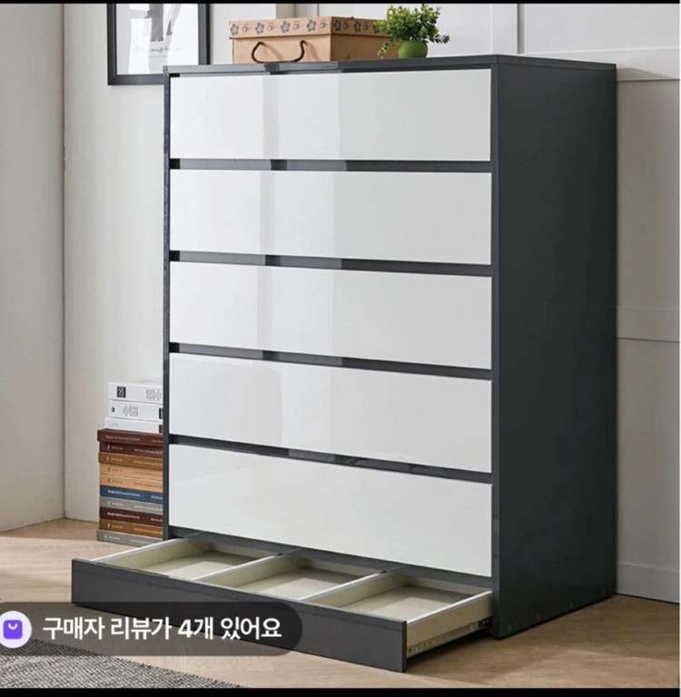 하이그로시 수납화장대+5단(+1단 히든)광폭서랍장일괄 이미지