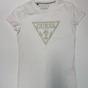 여성 게스 Guess 화이트 빅 로고 반팔 티셔츠