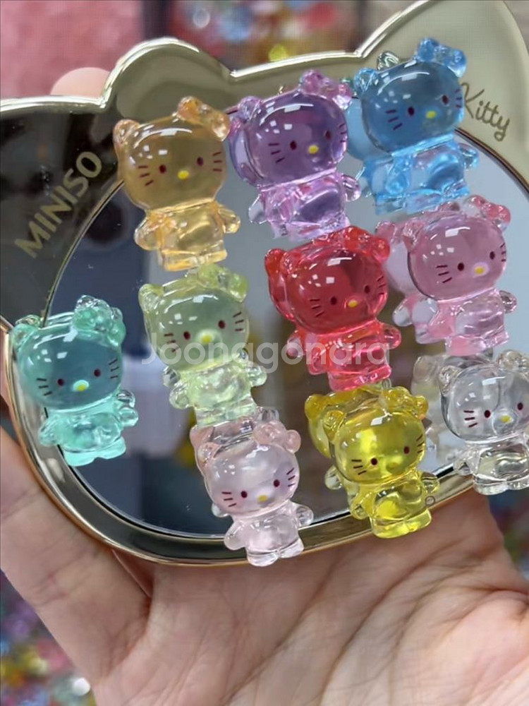 핸드메이드 수지 야광 투명 헬로키티 미니어처 피규어--3