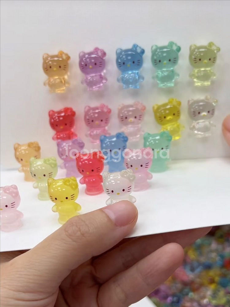 핸드메이드 수지 야광 투명 헬로키티 미니어처 피규어--0
