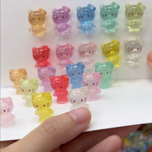 핸드메이드 수지 야광 투명 헬로키티 미니어처 피규어
