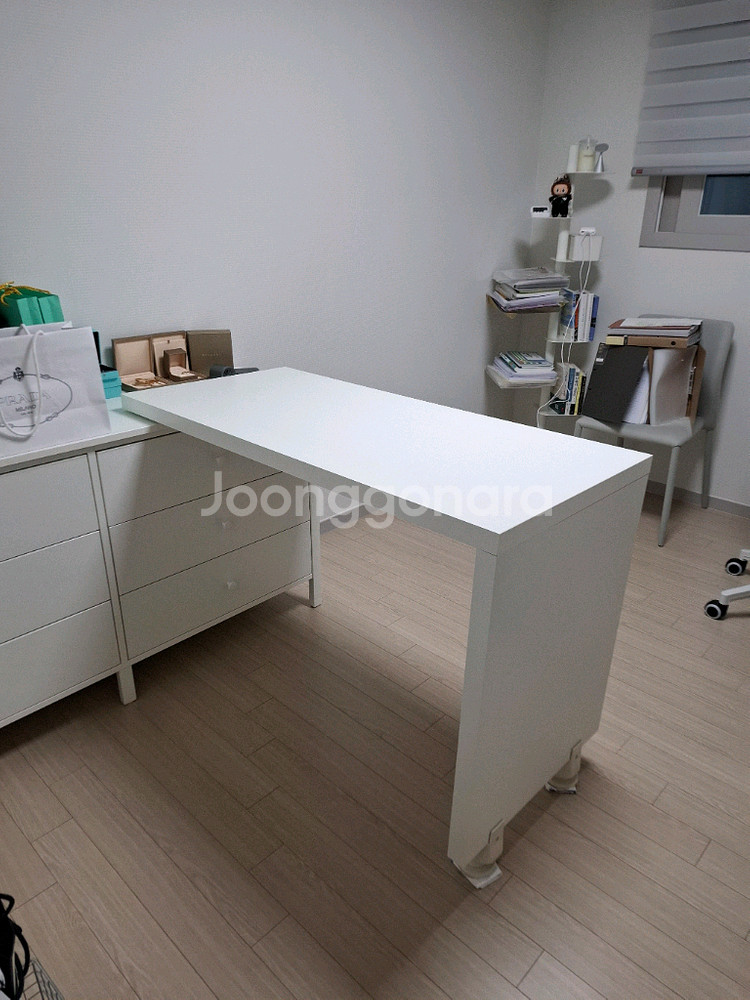 사사 스마트 멀티 책상 1200 크림화이트 ㄱ자책상--0