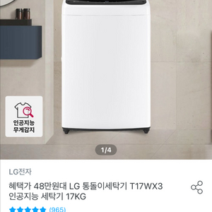 LG 통돌이세탁기 T17WX3