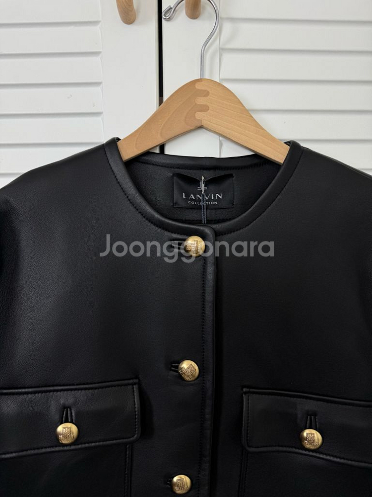 [새상품] 한섬 랑방 칼라리스 가죽 자켓--1