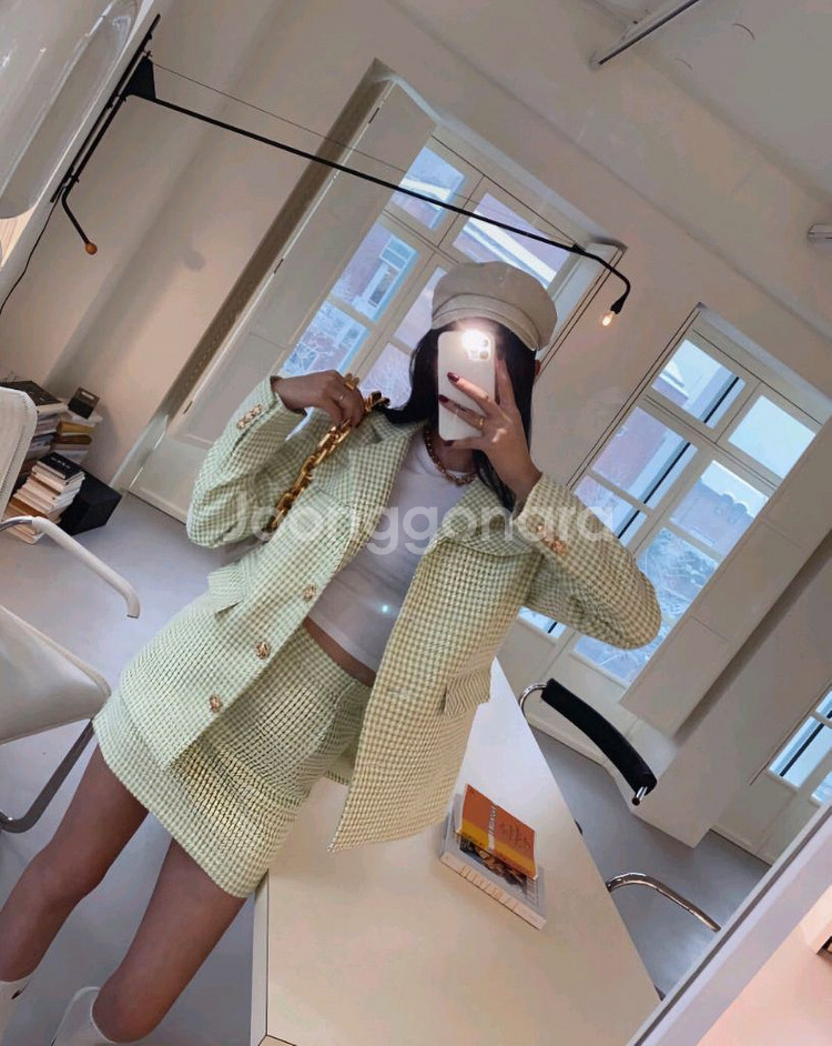 체크 트위드 자켓 드노리타 파티수 칙스라벨 러브미우--3