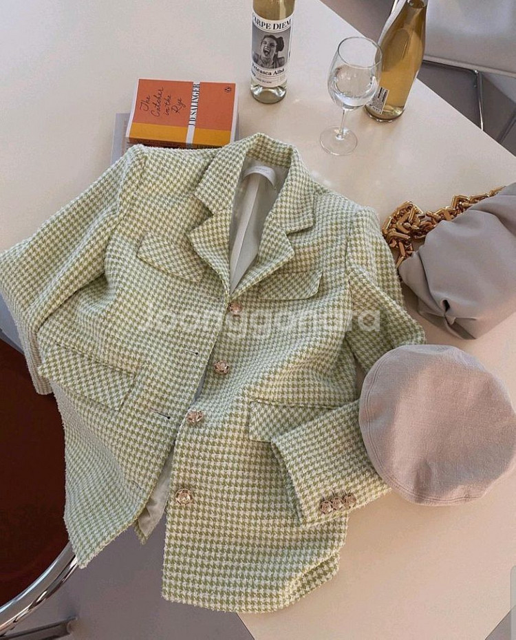 체크 트위드 자켓 드노리타 파티수 칙스라벨 러브미우--5