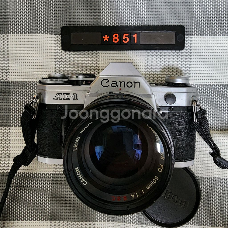 캐논 AE-1 필름카메라 실버바디 1.4 단렌즈--0