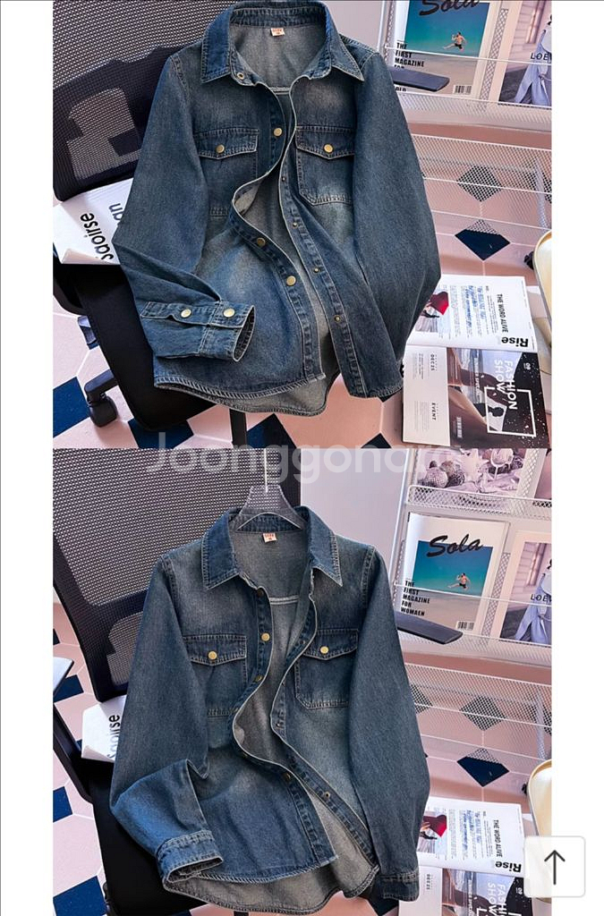 새상품) 버튼형 청 데님 셔츠 44~55--1
