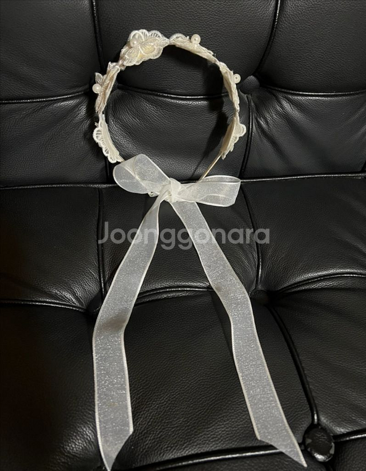 새상품) 꽃 머리띠 리본끈 (셀프웨딩 또는 여아용)--0