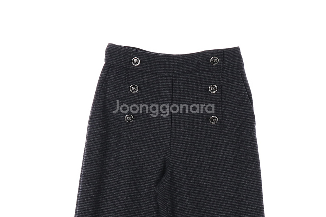[S]오브제 블랙 차콜 버튼 울블렌드 와이드 슬랙스 겨--1
