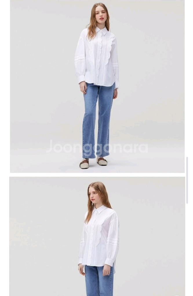 써스데이아일랜드 자수 핀턱블라우스--0