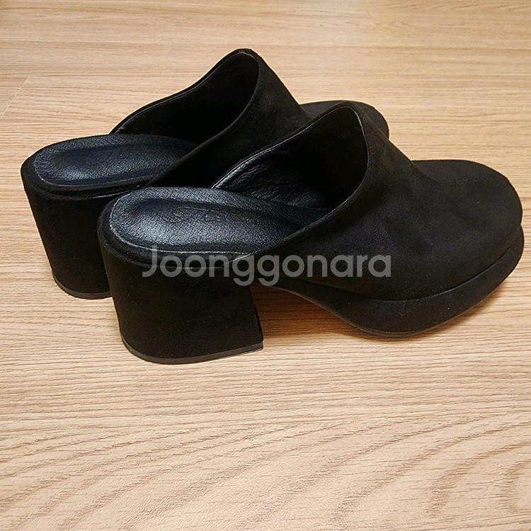 스웨이드 뮬 구두 굽 7.8cm 240mm--1