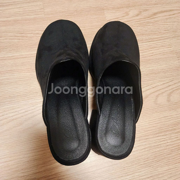 스웨이드 뮬 구두 굽 7.8cm 240mm--2