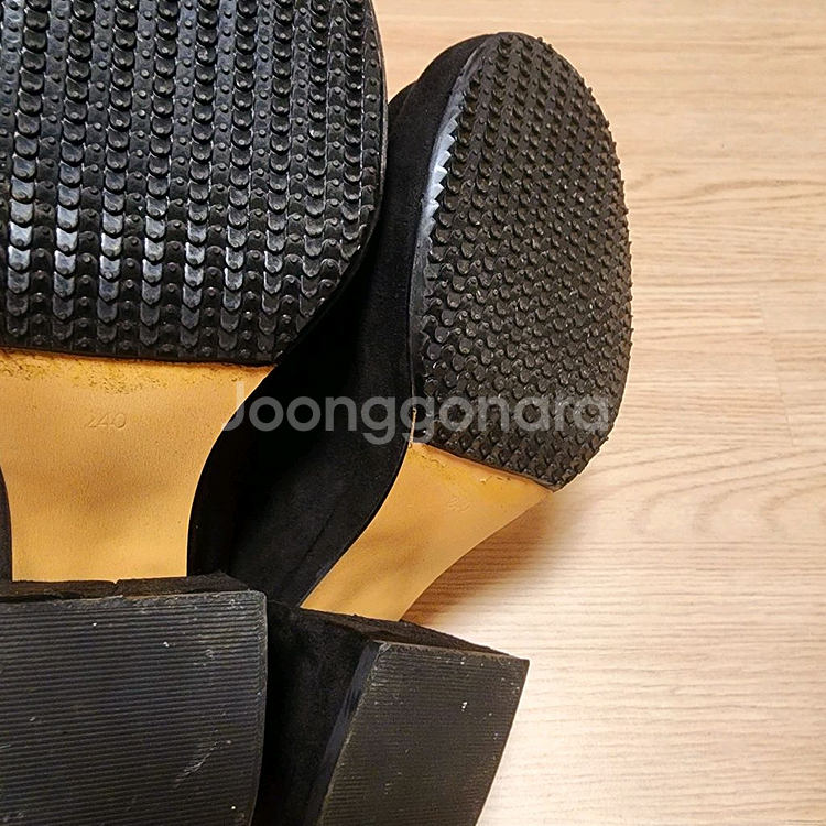 스웨이드 뮬 구두 굽 7.8cm 240mm--6