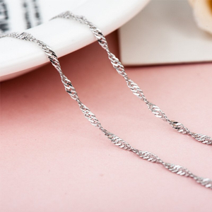 새 925 실버 도금 42cm 꼬임줄 목걸이 패션 은 쇄골 체인 이미지