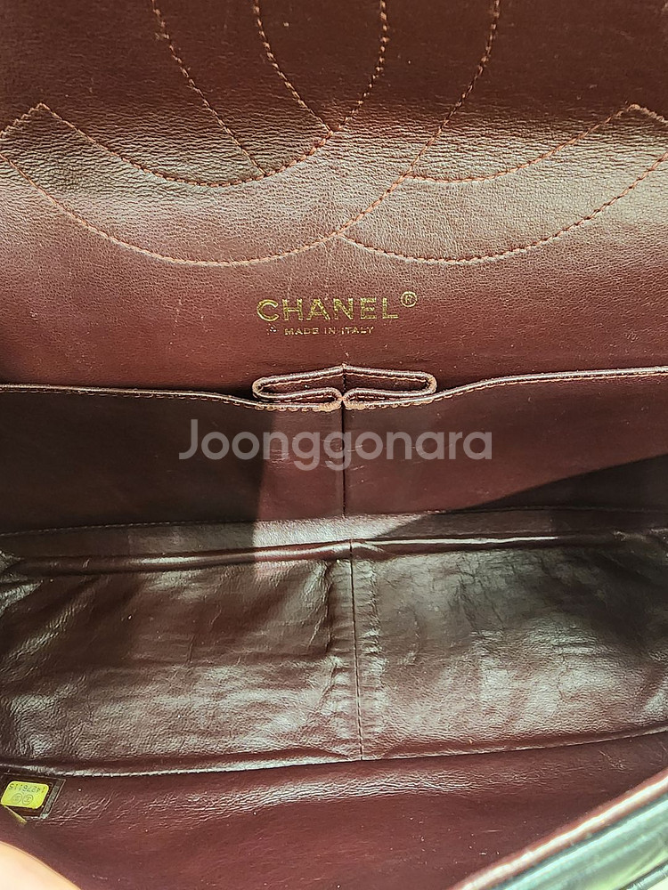 샤넬 블랙 금장 체인 빈티지 2.55 라지 숄더백--6