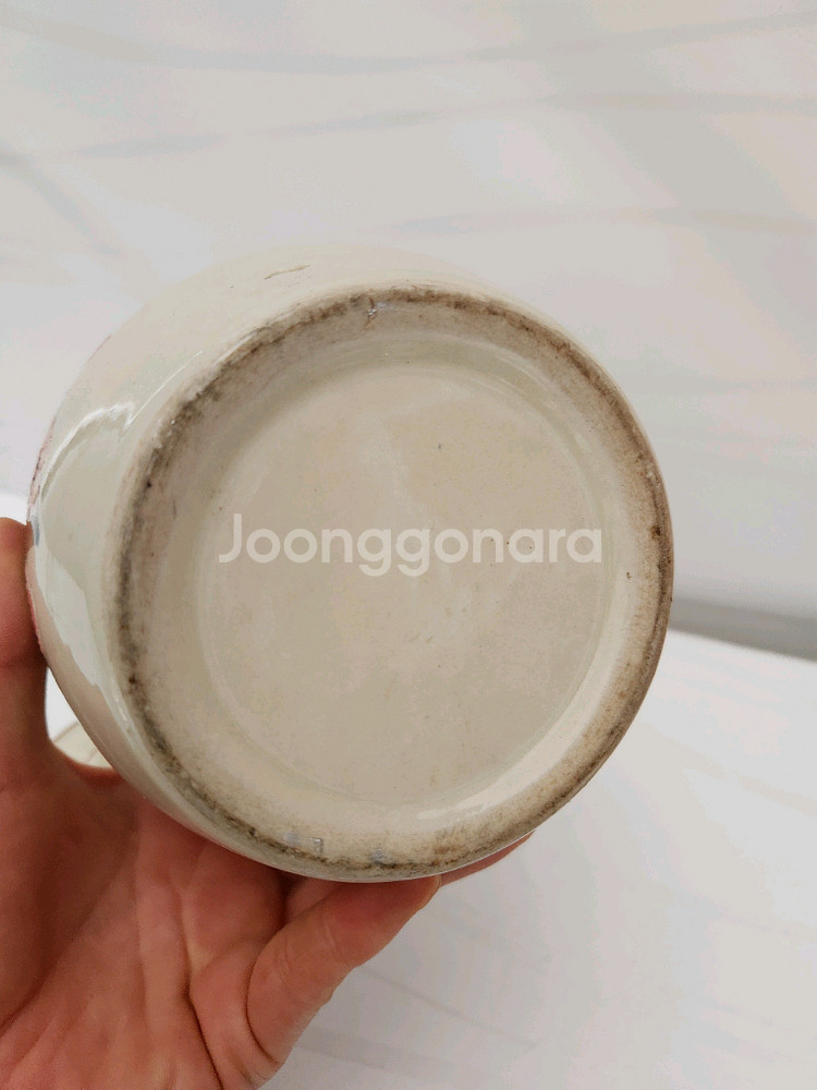 빈티지 도자기 매화 그림 보관 용기--3