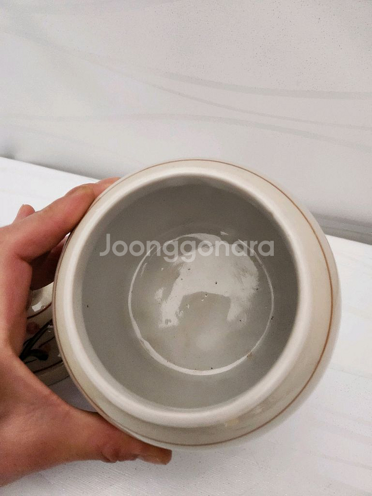 빈티지 도자기 매화 그림 보관 용기--2