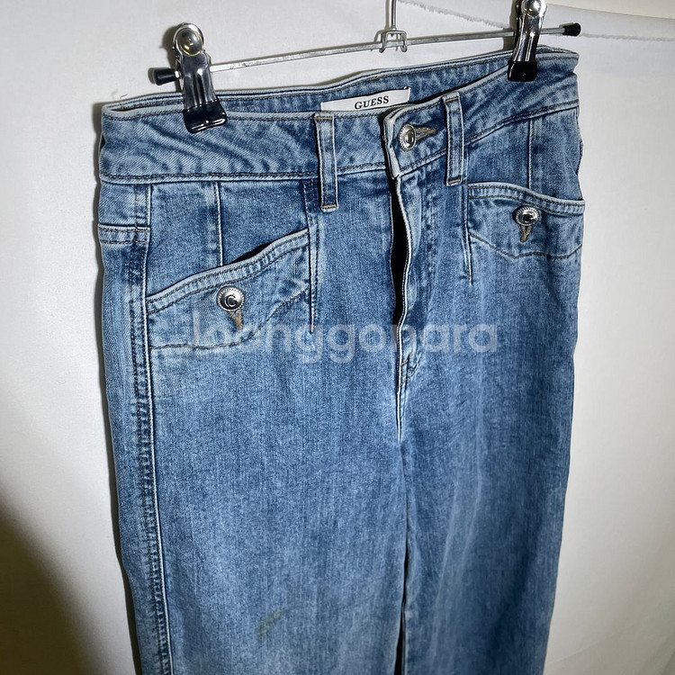 25인치)게스 여성 와이드 스판 청바지 데님--0