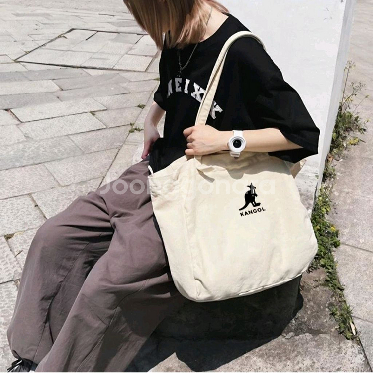 캉골가방 캉골에코백 캉골 대용량 캔버스 숄더백 아이보리--2
