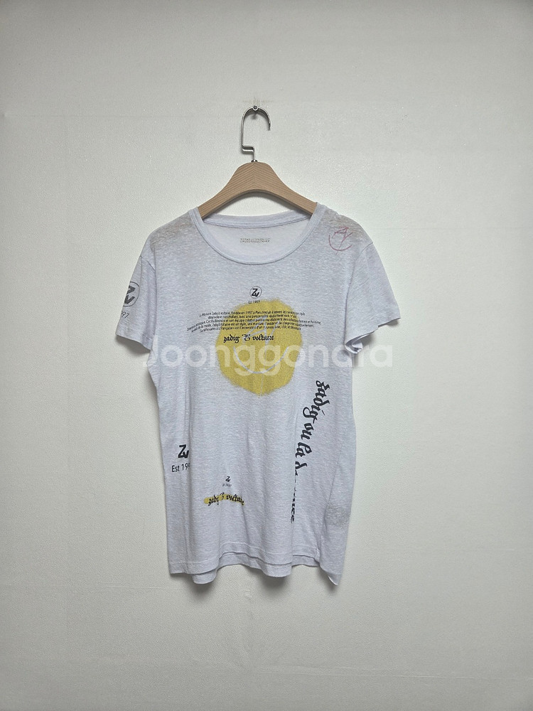 쟈딕앤볼테르 여성 스마일리 반팔티 화이트(M)--0