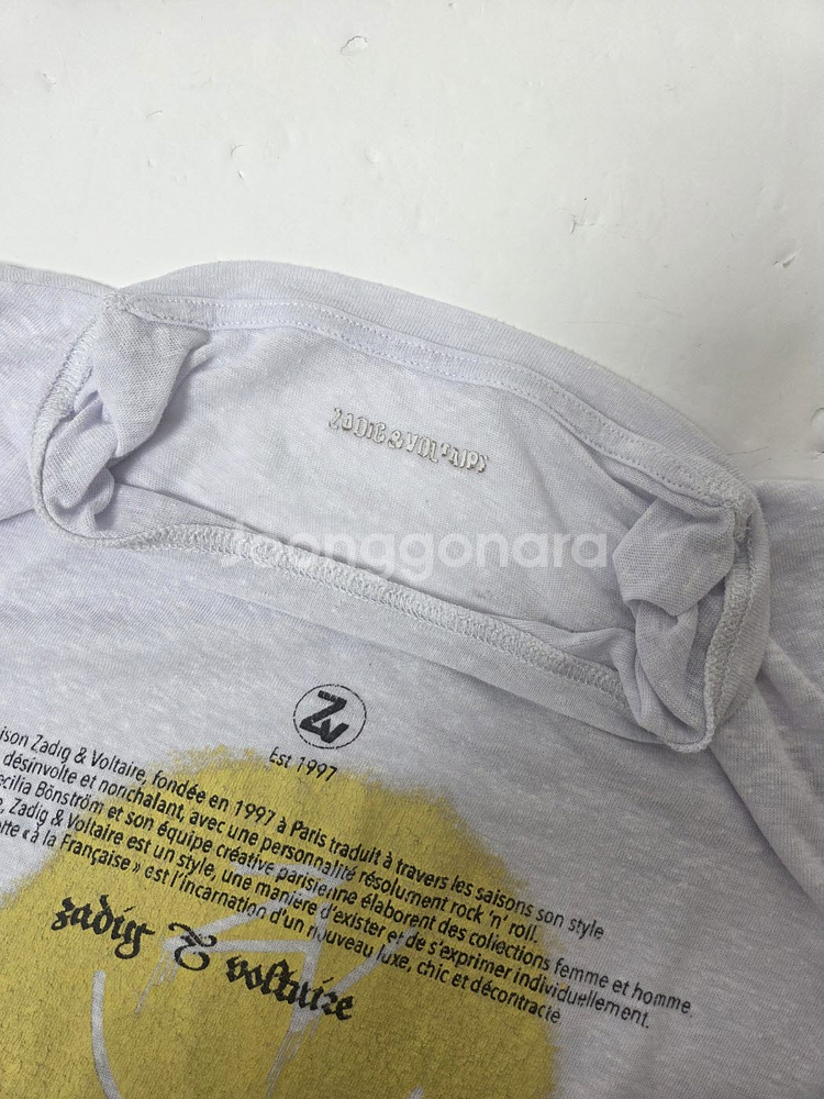 쟈딕앤볼테르 여성 스마일리 반팔티 화이트(M)--8