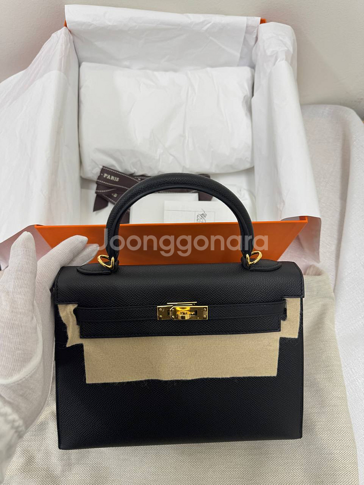 에르메스 켈리 25 블랙 금장--0