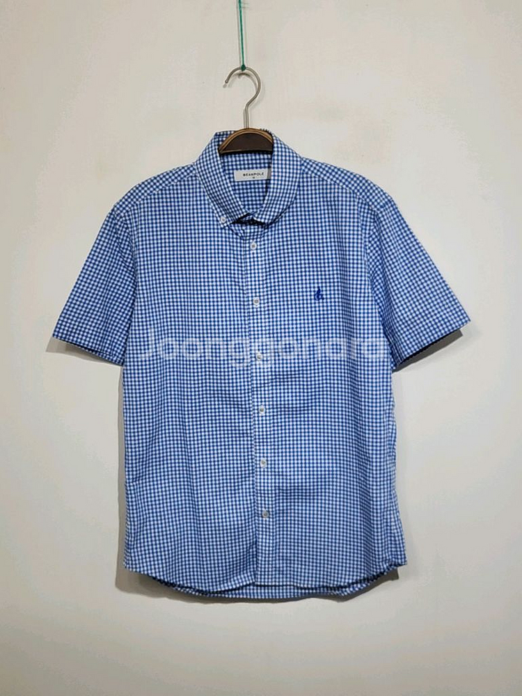 (95) 빈폴 반팔남방 체크 반팔셔츠 로고 캐주얼--0