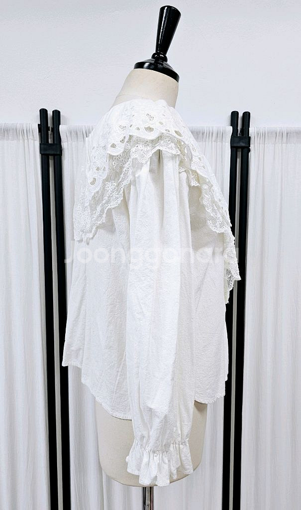 레이스 세일러카라 블라우스 빅카라 블라우스--3