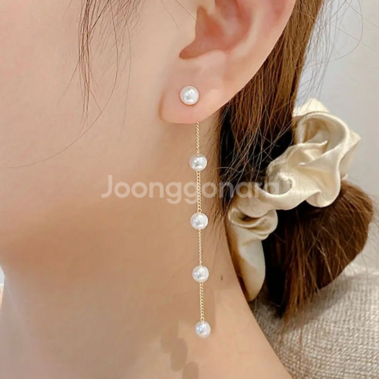 진주 드롭 귀걸이 골드 롱귀걸이--2