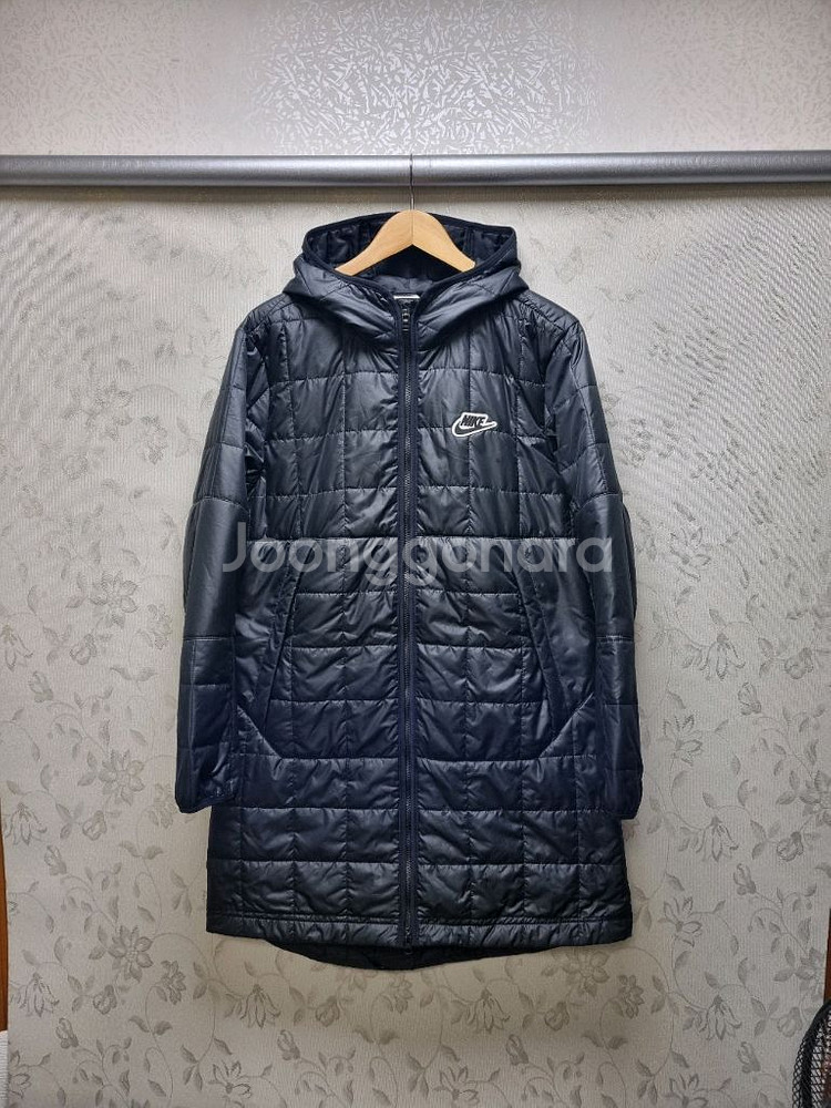 [m/95~100] 나이키 퀼팅 후드 롱패딩 블랙--0