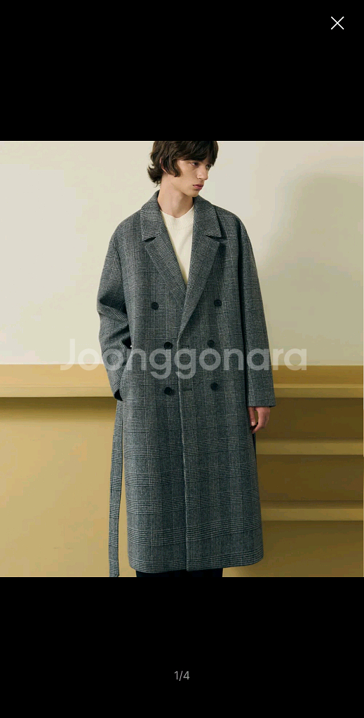 드로우핏 체크 로브 더블 코트 L--0