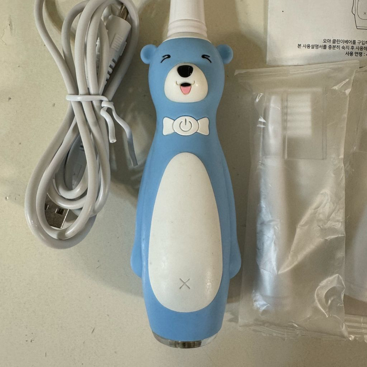 오아 클린이베어 유아 어린이 전동칫솔 + 칫솔모 3개--3