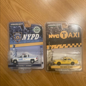 그린라이트 1/64 뉴욕 경찰, 택시 다이캐스트 일괄