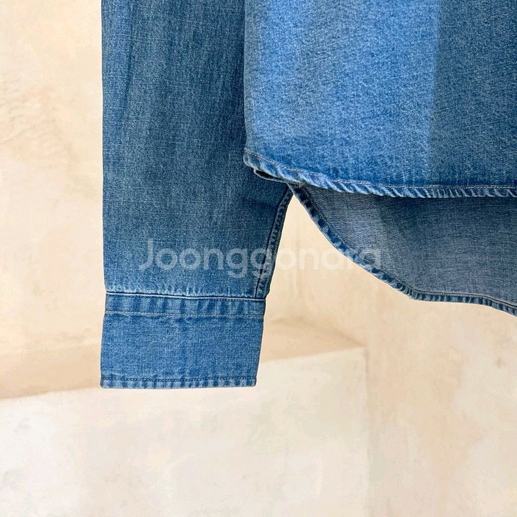 폴로 와이드 크롭 데님셔츠--2