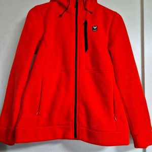밀레 M LIMITED 레드 플리스 후드 집업