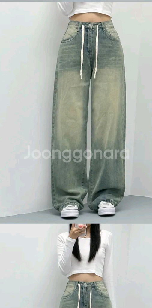선데이이브닝 와이드팬츠 데님팬츠 청바지 롱팬츠--1