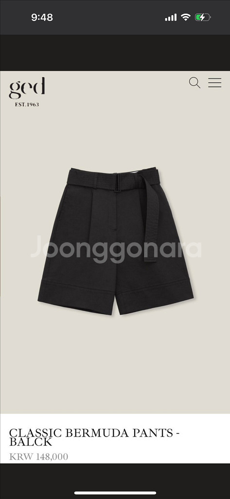 게드 ged 클래식 버뮤다 팬츠(1회 착용)--0